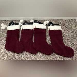 UGG Classic Sherpa Christmas Stocking in Cabernet NWT Pom Pom Set of 4x